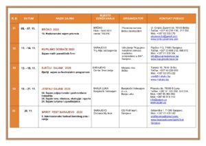 CALENDAR OF FAIRS AND EVENTS IN BOSNIA AND HERZEGOVINA 2020. 11 300x212