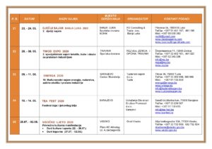 CALENDAR OF FAIRS AND EVENTS IN BOSNIA AND HERZEGOVINA 2020. 5 300x212