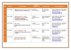 CALENDAR OF FAIRS AND EVENTS IN BOSNIA AND HERZEGOVINA 2020. 9 300x212
